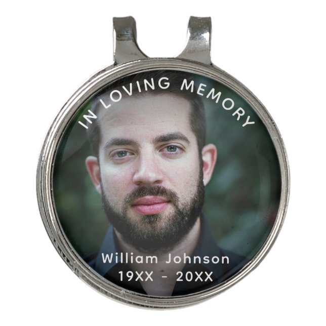 Cool Golfer Remembrance Celebration Of Life Photo Golf Hat Clip (Front)