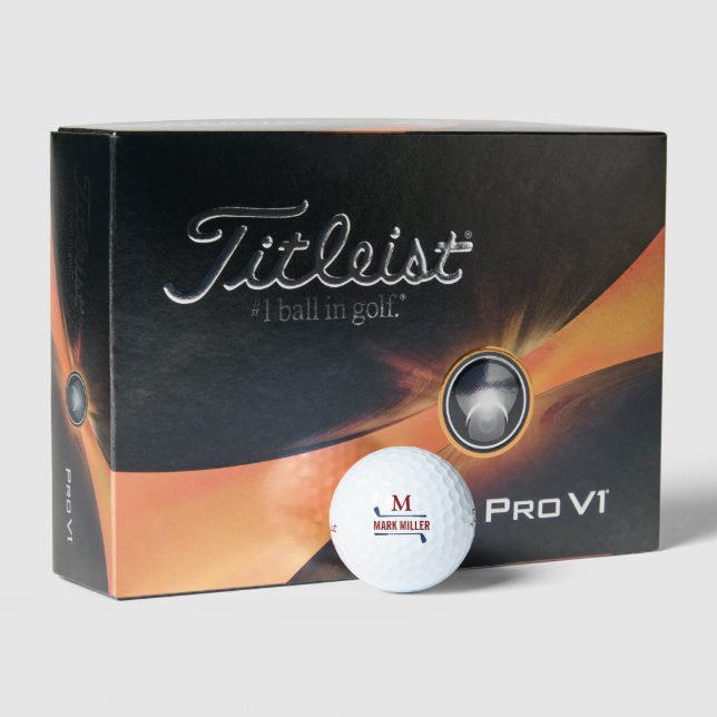 Cool Golfers Custom Red Monogram Golf Balls (Packaging)