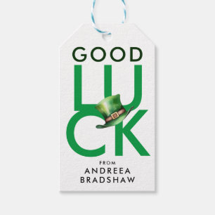 Cool Good Luck Green And White St. Patrick's Hat Gift Tags