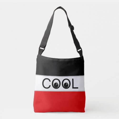 Cool Good Vibes on Black Red  White Crossbody Bag