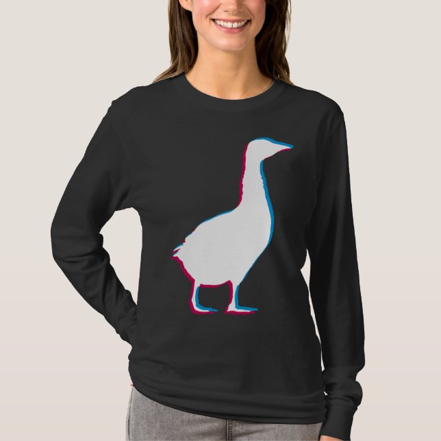 Cool Goose Duck Silhouette Stylish Geese Bird Anim T-Shirt (Front)