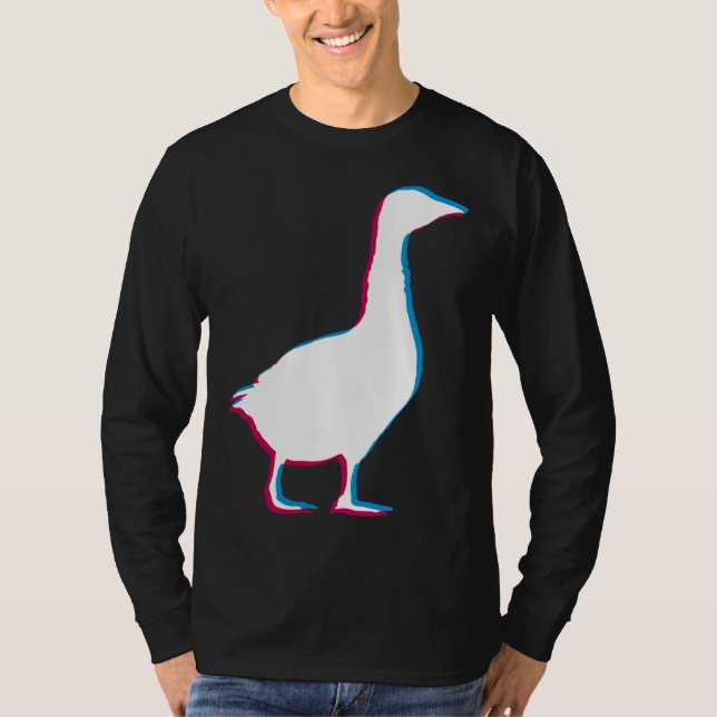 Cool Goose Duck Silhouette Stylish Geese Bird Anim T-Shirt (Front)