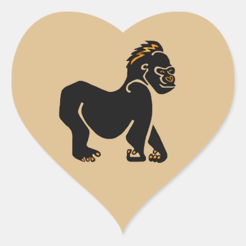  Cool GORILLA _ ape _primate _ wildlife Heart Sticker