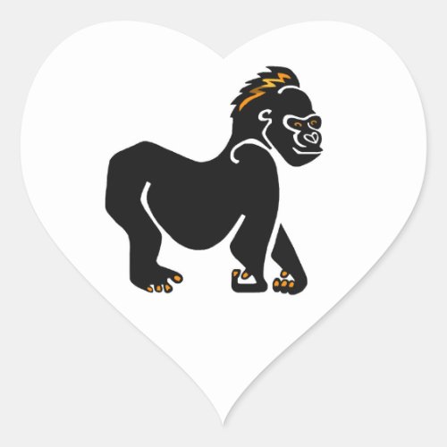  Cool GORILLA _ ape _primate _ wildlife Heart Sticker