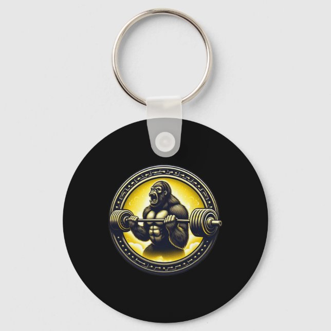 Cool Gorilla Art Bodybuilding Weightlifting Gym Ap Keychain (Front)