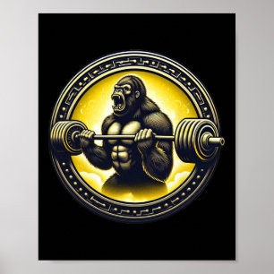 Cool Gorilla Art Bodybuilding Weightlifting Gym Ap Poster