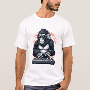Cool Gorilla DJ Mixing Beats with Headphones T-Shirt