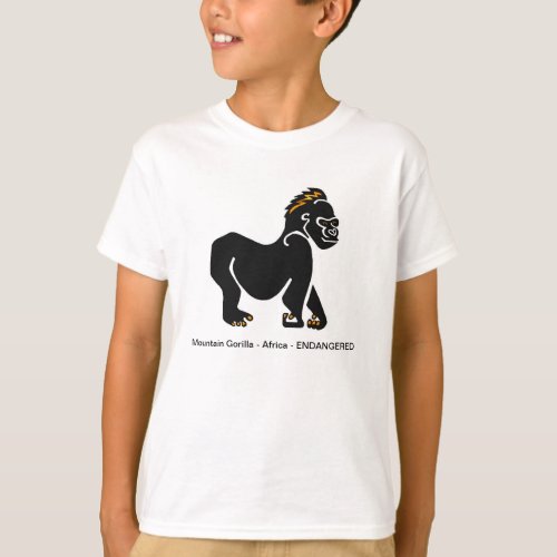 Cool  GORILLA_Endangered animal _Boys T_Shirt