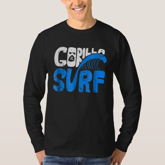 Cool Gorilla Face Surf  Gorilla Surf T-Shirt (Front)