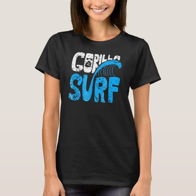 Cool Gorilla Face Surf Gorilla Surf T-Shirt (Front)