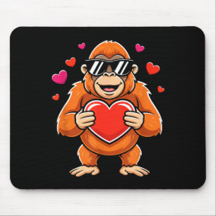 Cool gorilla holding heart valentine ape kids boys mouse pad