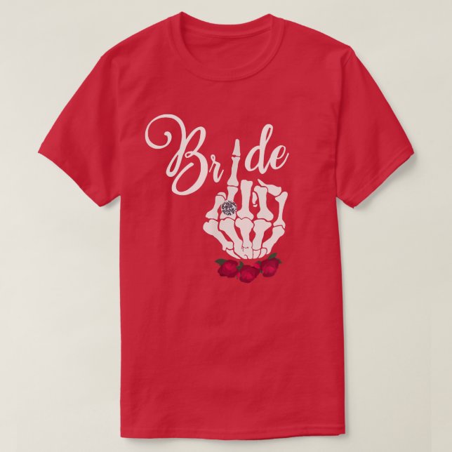 Cool Goth Bride Skull Skeleton Ring Finger Gothic  T-Shirt (Design Front)