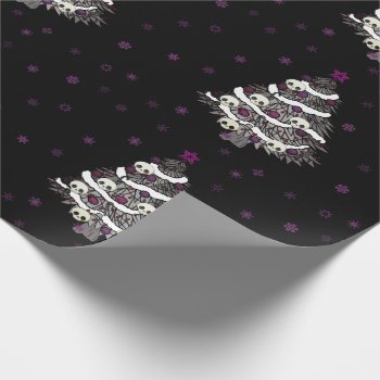 Cool Goth Design With Tree And Skulls Wrapping Paper by XmasFun at Zazzle