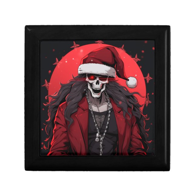 Cool Goth Punk Skull Anime Santa Demon Gift Box (Front)