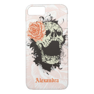 Cool gothic skull and orange rose iPhone 8/7 case