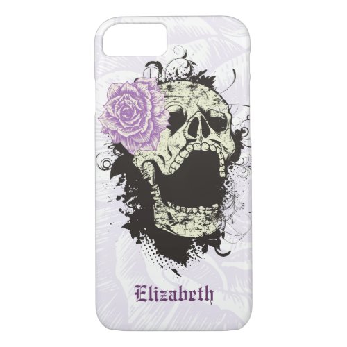Cool gothic skull and purple rose iPhone 87 case