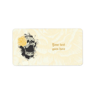 Cool gothic skull and yellow rose custom label