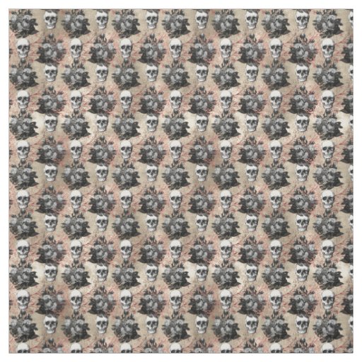 cool gothic skull pattern tiled fabric