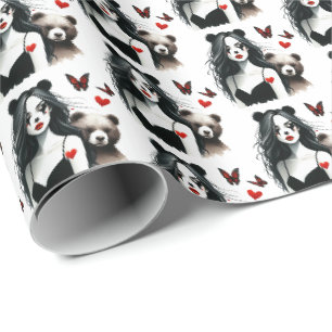 Cool Gothic tiled pattern Valentine lady Wrapping Paper