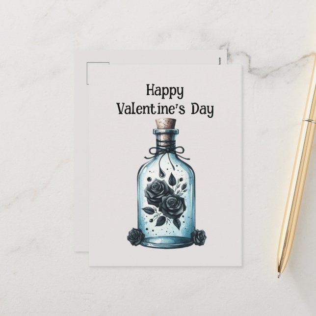 Cool Gothic Valentine' love potion Holiday Postcard (Front/Back In Situ)