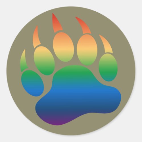 Cool Gradient Pattern Gay Bears Pride Bear Paw Classic Round Sticker