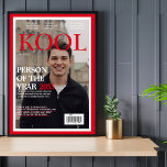 Cool Graduation Fake Magazine Cover Photo Poster<br><div class="desc">Impress your grad or any person with this cool magazine cover design,  where you create all the headlines.  Red and white borders,  red and white title,  subtitles,  and article headlines.  Add your photo of your graduate or whomever,  and use all the templates to create this one cool gift.</div>