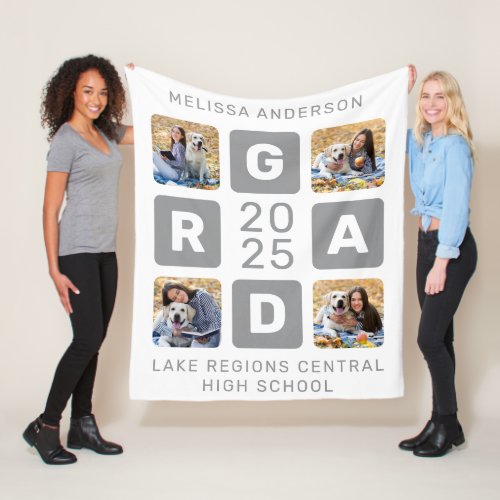 Cool Graduation Keepsake Unique Photo Collage Fleece Blanket