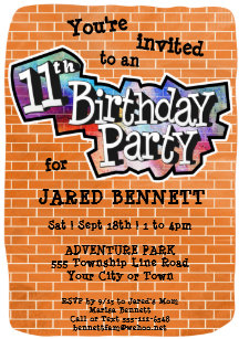 11th birthday invitations zazzle