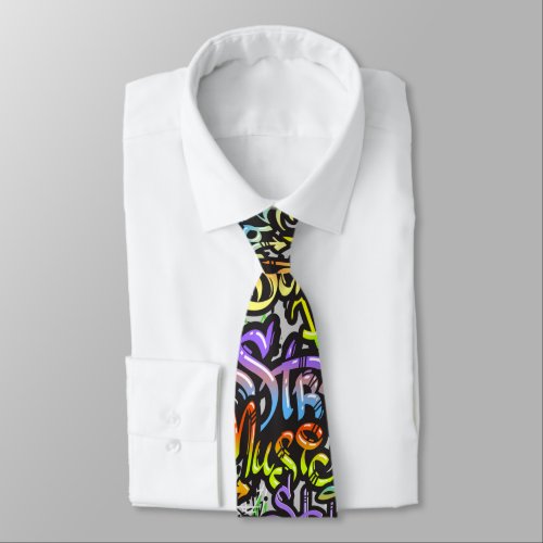 cool graffiti lovers pattern neck tie