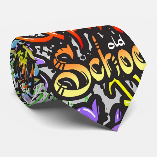 cool graffiti lovers pattern neck tie (Rolled)