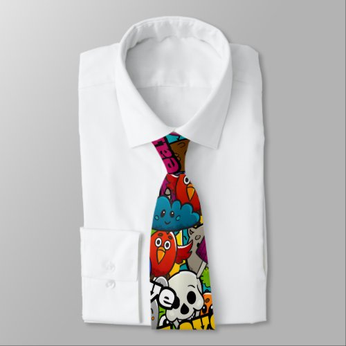 cool graffiti lovers pattern  neck tie