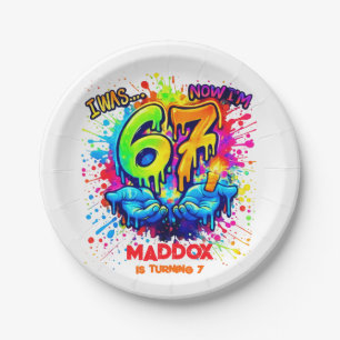 Cool Graffiti Splatter 7th Birthday Party Paper Plates