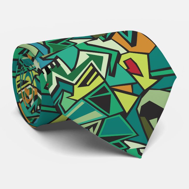 cool graffiti tiled pattern  neck tie (Rolled)