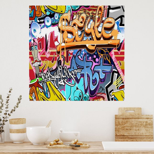 Cool graffiti word art home office decor poster | Zazzle
