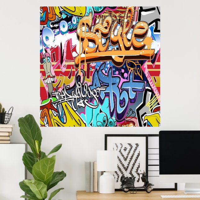 Cool graffiti word art home office decor poster | Zazzle