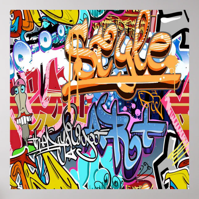 Cool graffiti word art home office decor poster | Zazzle