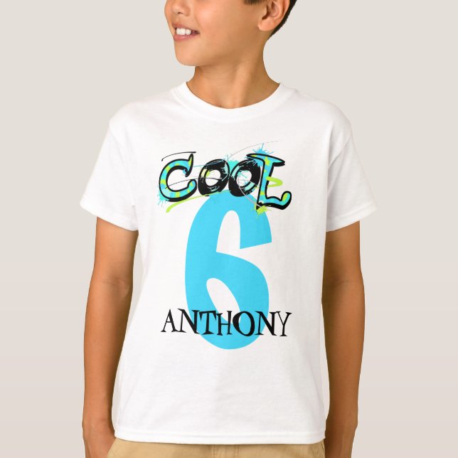 Cool Graffity Paint Splatter Number Name Birthday T-Shirt (Front)