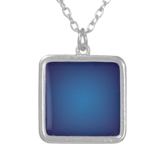Cool Grainy Deep Blue Vignette Silver Plated Necklace (Front)