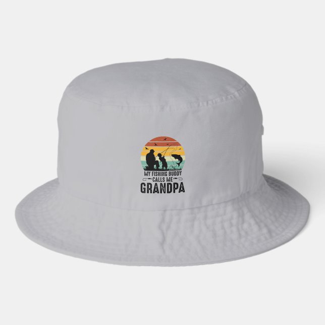 Cool Grandpa fishing buddy word art  Bucket Hat (Front)