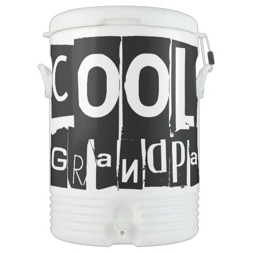 Cool Grandpa Typography Black and White Text Beverage Cooler