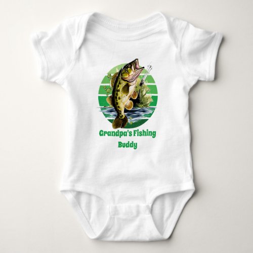 Cool Grandpas fishing Buddy add text boys  Baby Bodysuit