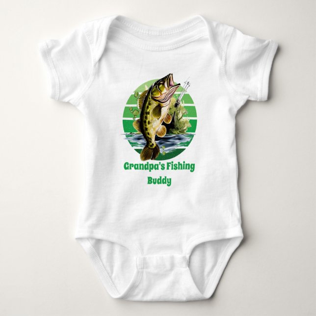 Cool Grandpa's fishing Buddy add text boys  Baby Bodysuit (Front)
