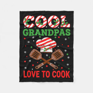 Cool Grandpas Love To Cook Festive Fun Candy Cane Fleece Blanket