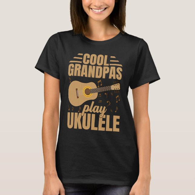 Cool Grandpas Play Ukulele  Player Music  Graphic T-Shirt (Front)