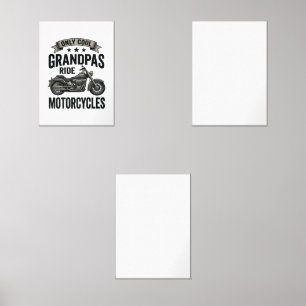 Cool Grandpas Ride Motorcycles Vintage Biker Shirt Wall Art Sets