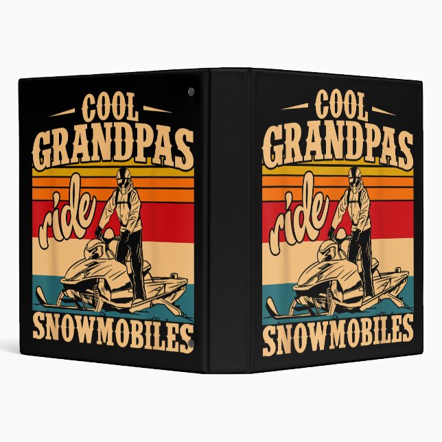 Cool Grandpas rides Snowmobiles Snowmobile Snowmob 3 Ring Binder (Background)