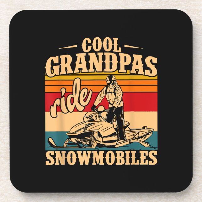Cool Grandpas rides Snowmobiles Snowmobile Snowmob Beverage Coaster (Front)