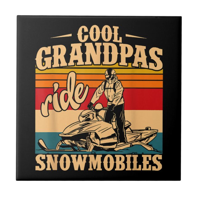 Cool Grandpas rides Snowmobiles Snowmobile Snowmob Ceramic Tile (Front)