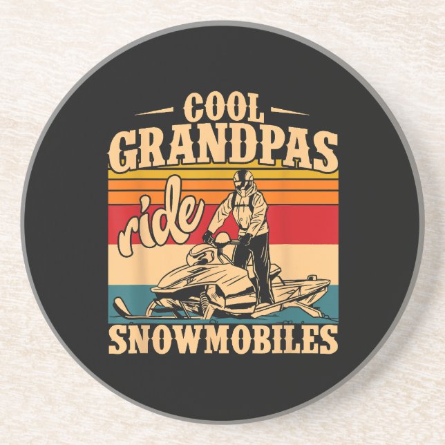 Cool Grandpas rides Snowmobiles Snowmobile Snowmob Coaster (Front)