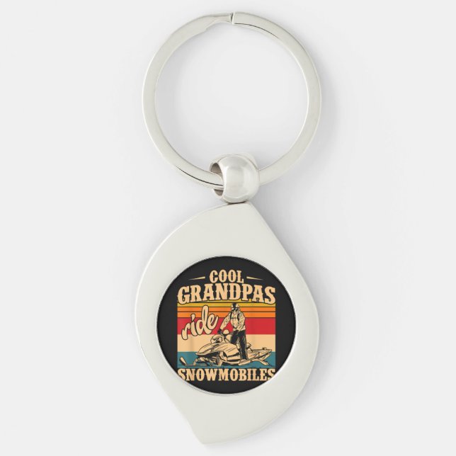 Cool Grandpas rides Snowmobiles Snowmobile Snowmob Keychain (Front)
